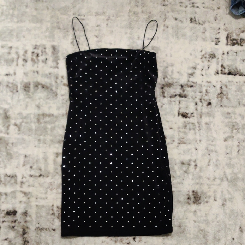 H&M Black Mini Dress with White Dots